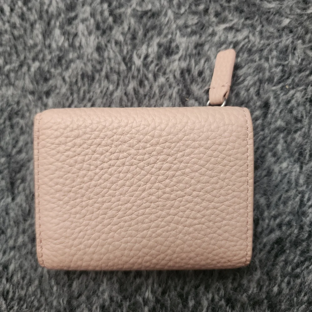Lacoste mini wallet light pink leather compact tri-fold